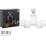 Set decantor 900 ml cu patru pahare de whisky, 230 ml, sticla transparenta, JollyMag, AMS58202