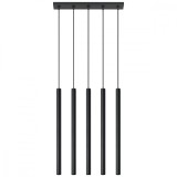 Lampă Suspendată Pastelo Negru Oțel 5 Becuri Tub Modern De Interior