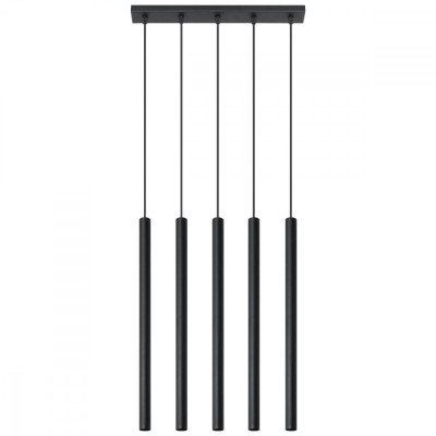 Lampă Suspendată Pastelo Negru Oțel 5 Becuri Tub Modern De Interior foto