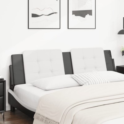 vidaXL Pernă pentru tăblie pat, alb și negru, 180cm, piele artificială foto