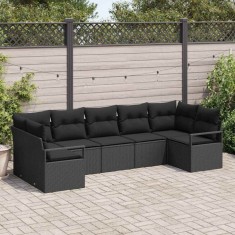 vidaXL Set de canapele pentru grădină 7 pcs Negru Rattan poli 3346533