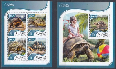 Solomon Islands 2017 - Fauna Marina - TESTOASE - Sh + S.S. - MNH foto