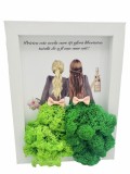 Tablou cu licheni in rama, Pentru Prietenie, Eventissimi, Personalizabil, Verde si Alb, 19 x 24 cm, Eventissimi&reg;