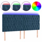 Cumpara ieftin Tablie de pat cu LED, albastru inchis, 180x7x118/128cm, catifea