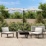 VidaXL Umbrelă de grădină cu două capete/LED, alb nisipiu, 316x145 cm