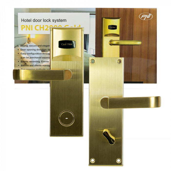 Resigilat : Yala control acces hotelier PNI CH2000L Gold cu cititor de card deschi