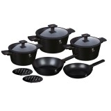 Set Oale Marmorate 10 Piese Berlinger Haus Monaco Collection BH 7081, Inductie, Aluminiu Forjat, Negru-Roz