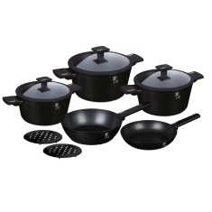 Set oale si tigai cu capace, 10 piese Monaco Collection Berlinger Haus BH 7081, antiaderente, titan, inductie, design elegant