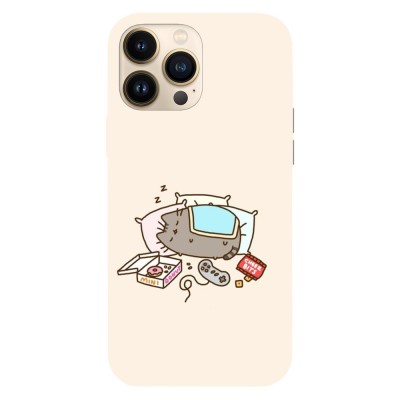 Husa compatibila cu Apple iPhone 14, Viceversa, model Lazy day Pusheen , Silicon, TPU foto