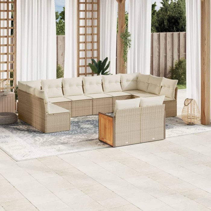 vidaXL Set canapele de grădină cu perne, 12 piese, bej, poliratan 3228123