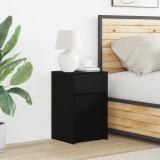 vidaXL Noptieră LED cu sertar Stejar negru 38 x 34 x 61 cm PAL