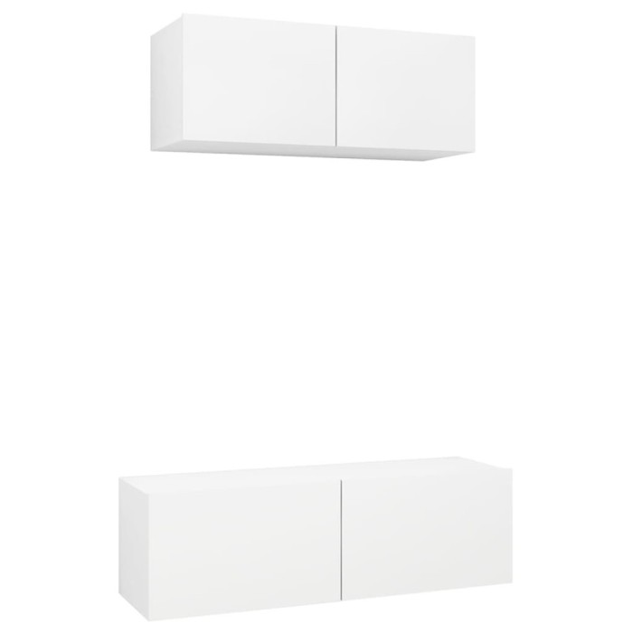 Set dulapuri TV, 2 piese, alb, lemn prelucrat