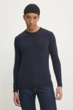 Superdry pulover din amestec de lana barbati, culoarea albastru marin, M6110641A-5EJ