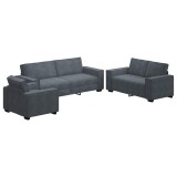 Cumpara ieftin Set de canapele cu perne, 3 piese, gri inchis, catifea