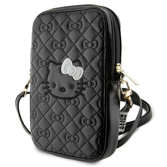 Geanta Crossbody - Hello Kitty Leather Quilted Bows Strap (HKPBPEKHBPK) - Black