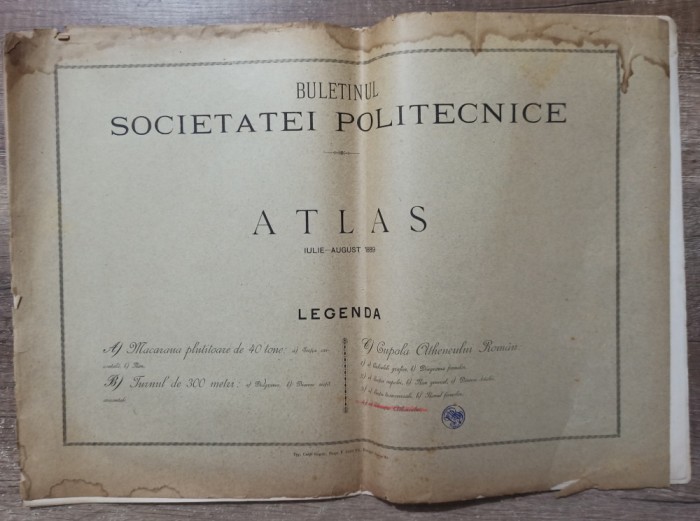 Buletinul Societatei Politecnice, Atlas Iulie-August 1889
