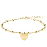 Filiz - Bratara personalizata tip salba pentru picior cu inimioara din argint 925 placat cu aur galben 24K