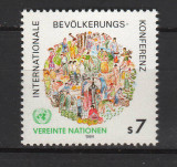 TIMBRE 141 g, ONU, VIENA, 1984, CONGRESUL INTERNATIONAL AL POPULATIEI, ANIMATIE., Organizatii internationale, Nestampilat