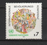TIMBRE 141 g, ONU, VIENA, 1984, CONGRESUL INTERNATIONAL AL POPULATIEI, ANIMATIE.