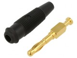Mufă Banană 4mm 32A 60VDC Aurită Neagră, HIRSCHMANN