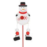 Decoratiune Craciun, Om de Zapada pe Bat, Lemn, Alb, 26 cm, Oem