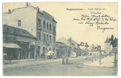 4804 - SALONTA, Bihor, Street Stores, Romania - old postcard - used - 1915 foto