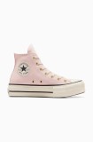 Converse teniși din piele &icirc;ntoarsă Chuck Taylor All Star Lift culoarea roz, A13823C