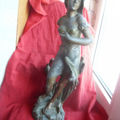 Statueta bronz cca1870 semn. Bruchon -La Belle Epoque - Nimfa ,h=43cm,brat lipsa