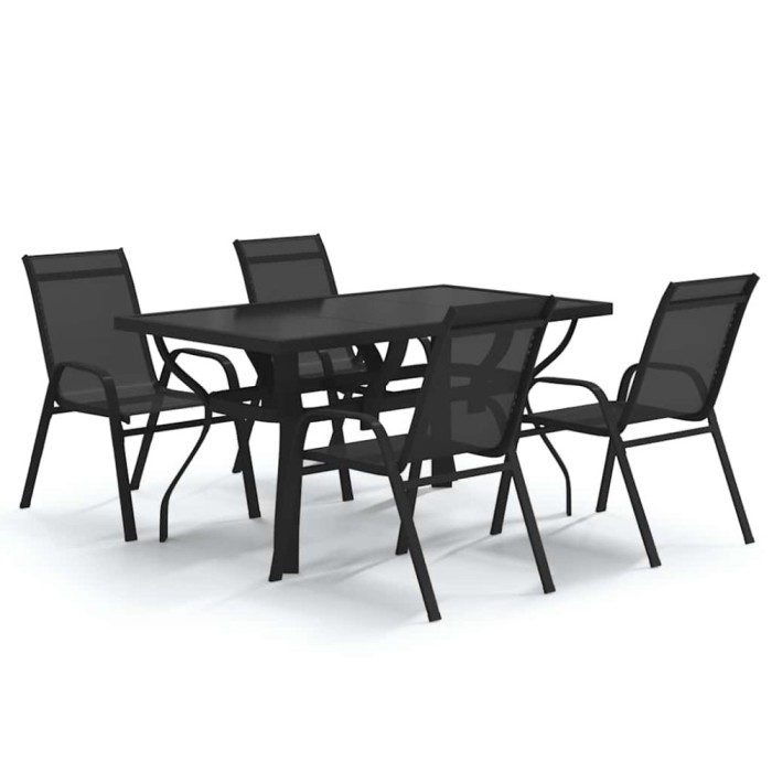 Set de servit masa pentru gradina, 5 piese, negru