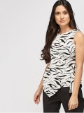 Cumpara ieftin Bluza office petrecuta alb cu negru fara maneci