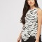 Bluza office petrecuta alb cu negru fara maneci