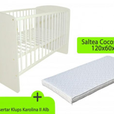 Patut KLUPS Karolina II Alb + Saltea 10 MyKids Confort II