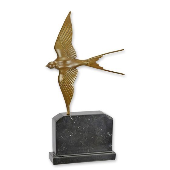 Randunica in zbor-statueta din bronz cu un soclu din marmura BF-14