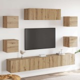 vidaXL Set dulap TV 7 piese montat pe perete Stejar artizanal 3329210