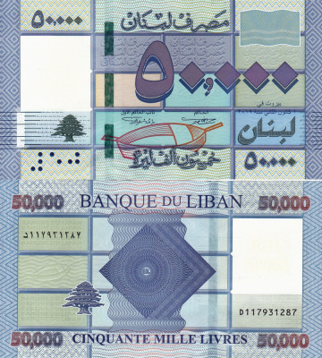 LIBAN 50.000 livres 2019 UNC!!! foto