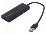 Hub USB GEMBIRD USB A x4, 0,15m, USB 3.1, Negru