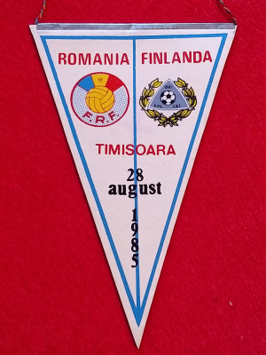 Fanion meci fotbal ROMANIA - FINLANDA (28.08.1985) foto