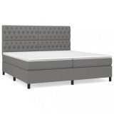Cumpara ieftin Pat box spring cu saltea, gri inchis, 200x200 cm, textil