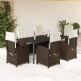 VidaXL Set mobilier de grădină cu perne, 7 piese, maro, poliratan