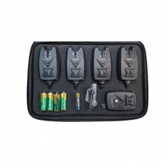 Set 4 avertizori pescuit cu statie Wind Blade 4 culori si geanta protectie model 515