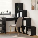 vidaXL Birou de colț cu raft Stejar negru 101.5 x 149.5 x 149.5 cm