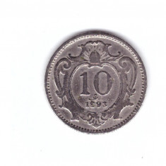 Moneda Austria 10 heller 1893, stare buna