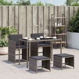 vidaXL Set mobilier de grădină cu perne, 5 piese, gri, poliratan 365084