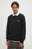 Tommy Jeans pulover din amestec de lana barbati, culoarea negru, DM0DM20706