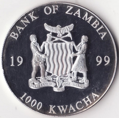 Moneda Zambia - 1000 Kwacha 1999 - Proof foto