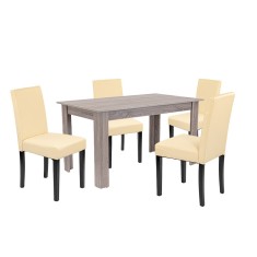 Leziter Set de masa Leon 4 1 stejar York-bej Mobalis Homvera