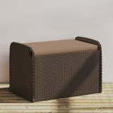 Banca Depozitare Gradina vidaXL, Poliratan Maro, 80x51x52cm, Perna Inclusa, Sac Impermeabil, Ratan PE, Rezistenta UV
