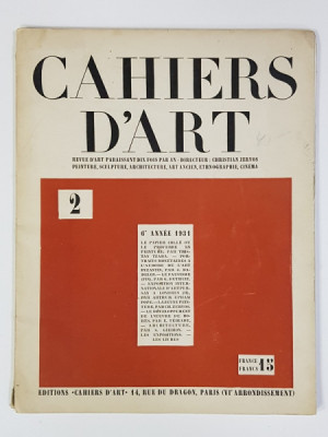 CAHIERS D ART ANUL 6 , NR 2, 1931 foto