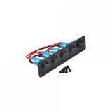 Panou 5 Butoane Luminoase 12V 20A ALM, Intrerupatoare Auto/Moto, Rosu, 16.5x4cm