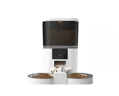 Hranitor dublu automat mancare pentru animale, functie dozator pentru caini si pisici, camera video inclusa, alb, app control, capacitate 6 l foto